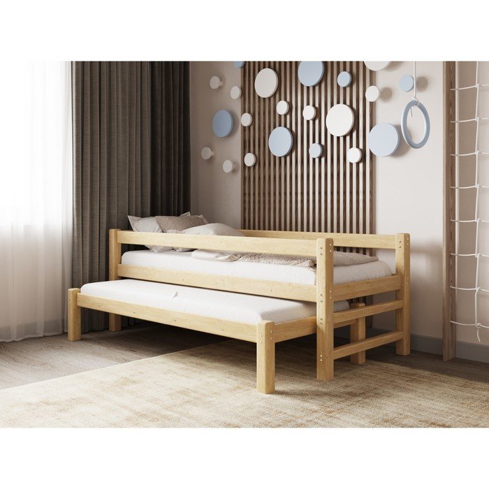 Кровать «Виго» с выдвижным спальным местом 2 в 1, 90 × 190 см, массив сосны, без покрытия
