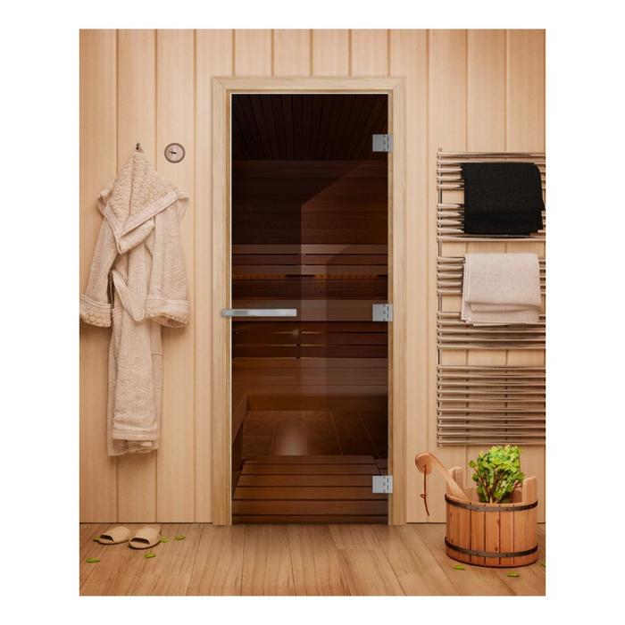 Дверь для бани стеклянная «Эталон», размер коробки 190 × 70 см, правая, цвет бронза