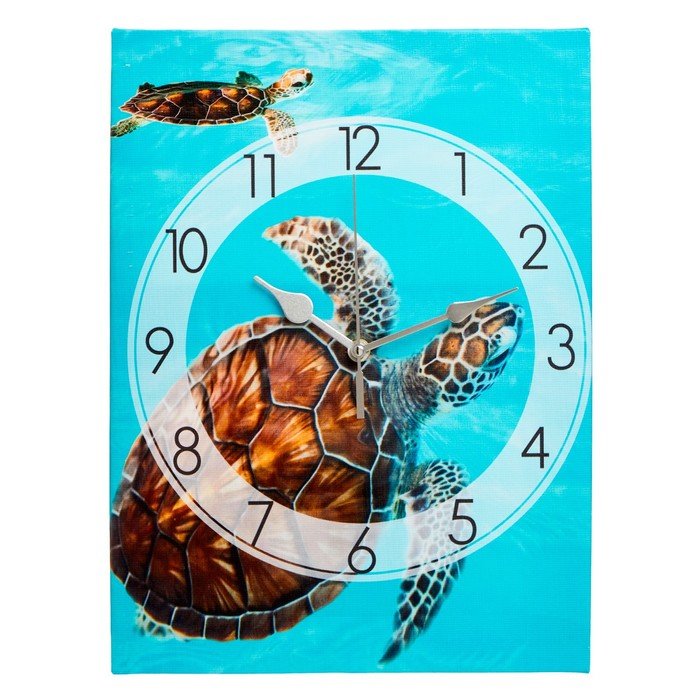Часы-картина настенные "Морская черепаха", плавный ход, 30 х 40 см