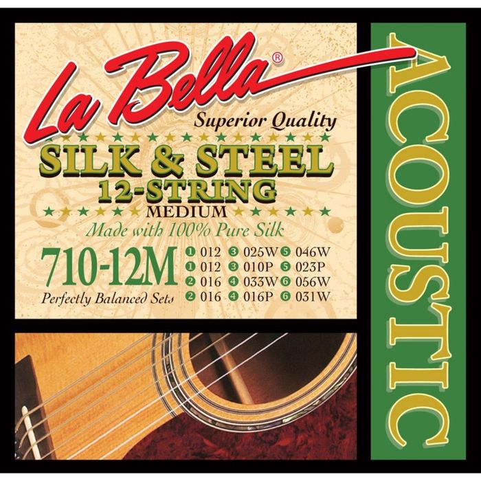 Струны для акустической 12-струнной гитары La Bella 710-12M Medium