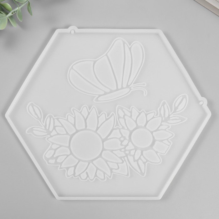 Молд силикон "Бабочка и цветы" 18х19х0,8 см