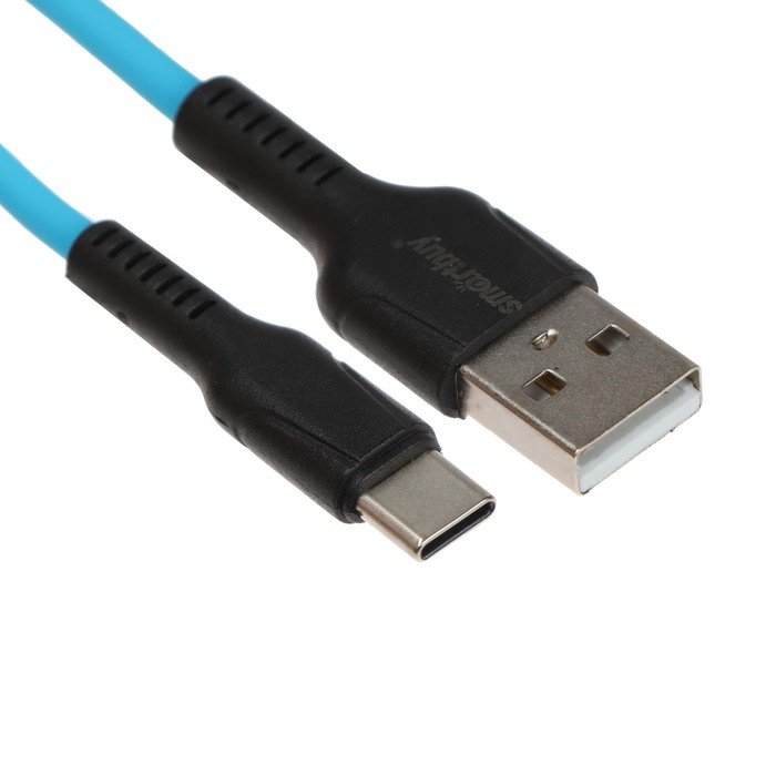 Кабель Smartbuy S21, Type-C - USB, 3 А, 1 м, зарядка + передача данных, синий