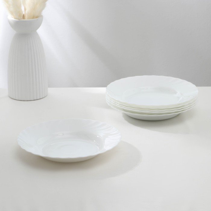 Набор суповых тарелок Luminarc TRIANON, 650 мл, d=22 см, стеклокерамика, 6 шт, цвет белый