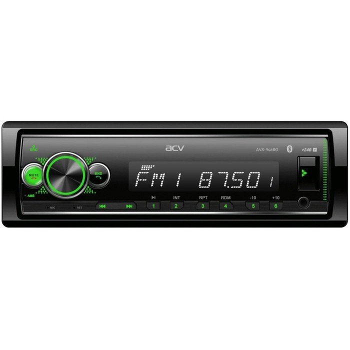 Автомагнитола ACV MP3/WMA AVS-946BG 24V, BLUETOOTH, USB, AUX, зелёная