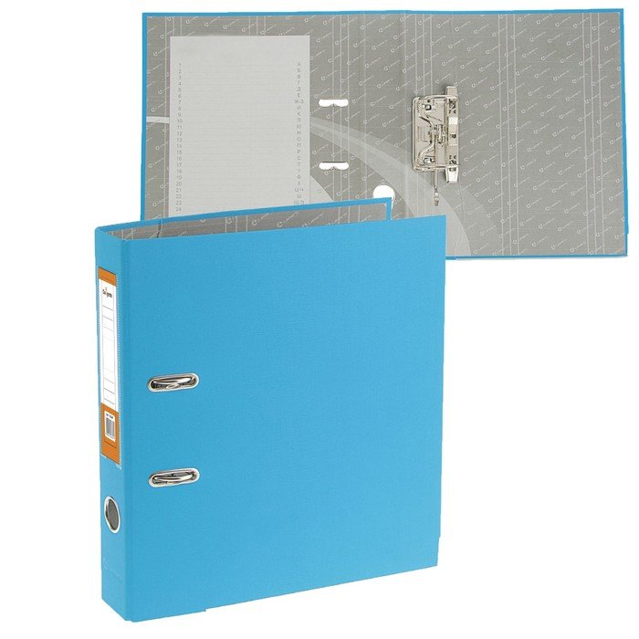 Папка-регистратор А4, 50мм, Calligrata, голубой, металлическая окантовка, карманан, разобранный
