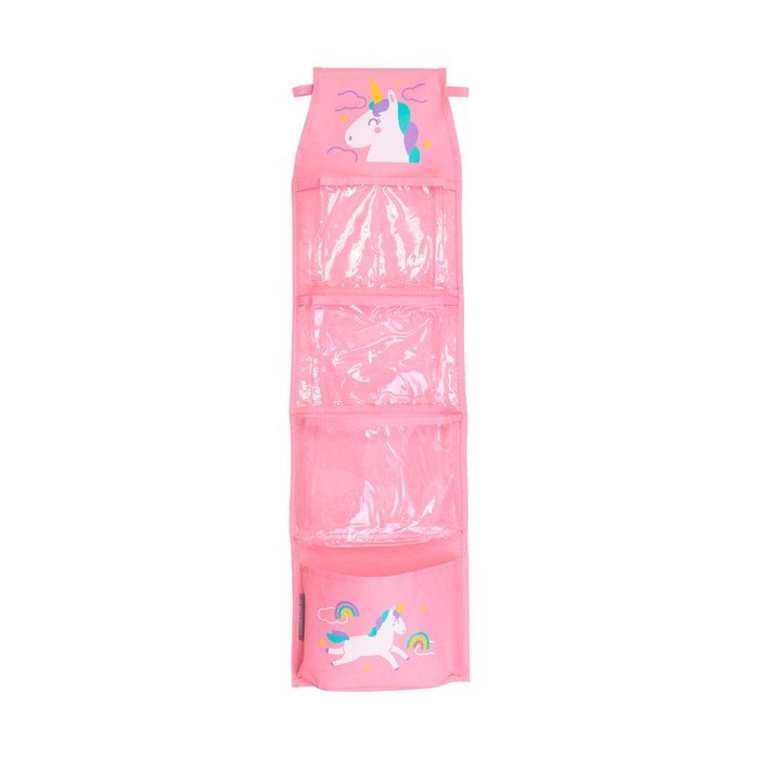 Кармашки в садик «Единорог», 83х24 см, для детского шкафчика, розовый