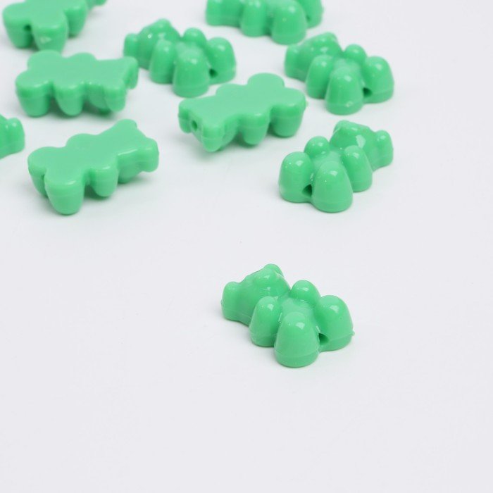 Бусина "Мишка мармеладный" (набор 10шт), 1,8*1,2*0,8см, цвет зелёный