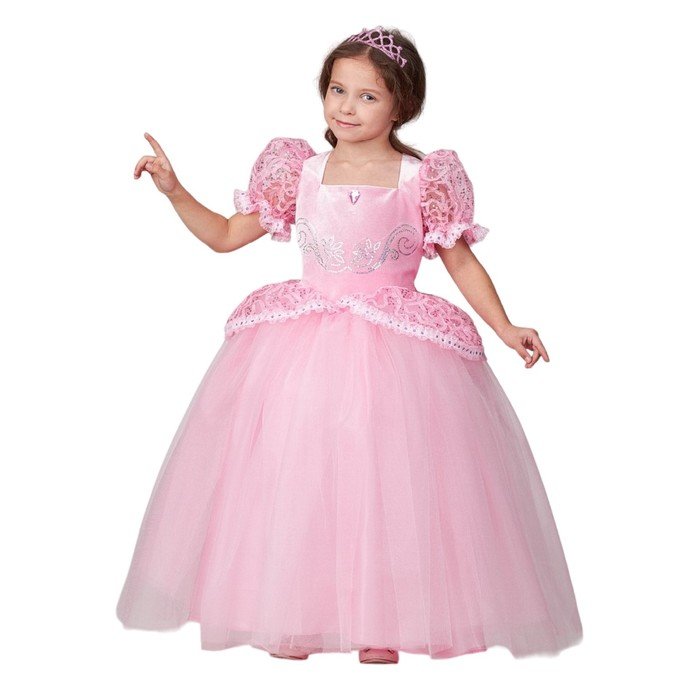 Карнавальный костюм "Принцесса Золушка" розовая, платье, диадема, р.140-72