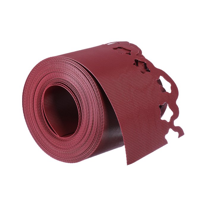 Лента бордюрная, 0.15 × 9 м, толщина 1.2 мм, пластиковая, фигурная, красная
