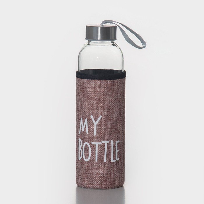 Бутылка для воды стеклянная в чехле Доляна «Ротанг», 500 мл, h=22 см