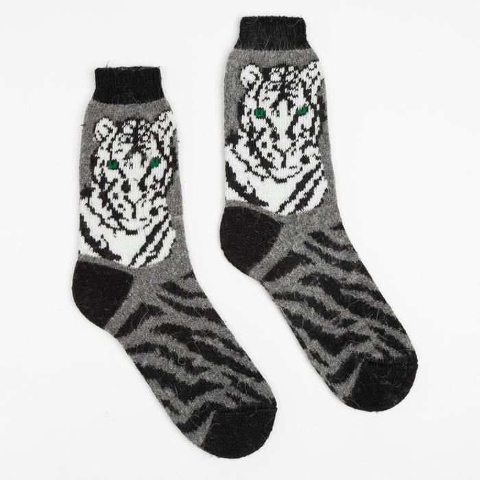 Носки мужские шерстяные «Тигр», цвет серый, размер 25