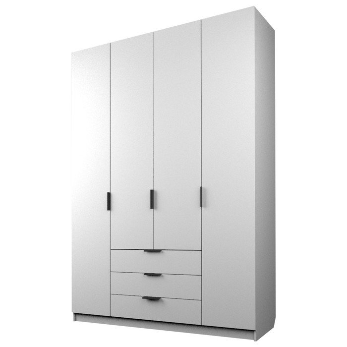 Шкаф 4-х дверный «Экон», 1600×520×2300 мм, 3 ящика, цвет белый