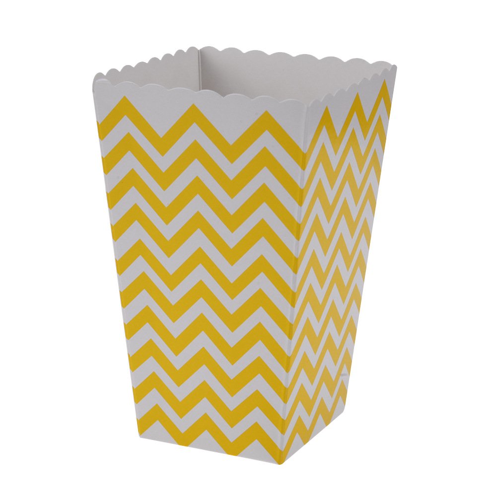 Упаковка для попкорна 8,5х8,5-16,5см желтые полосы