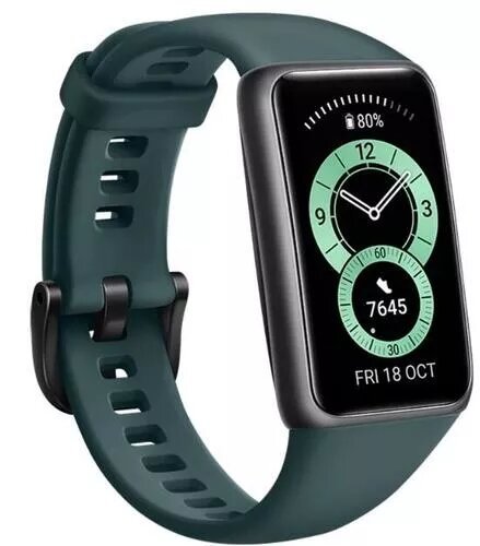 Фитнес-браслет Huawei Band 6 корпус серый, ремешок зеленый