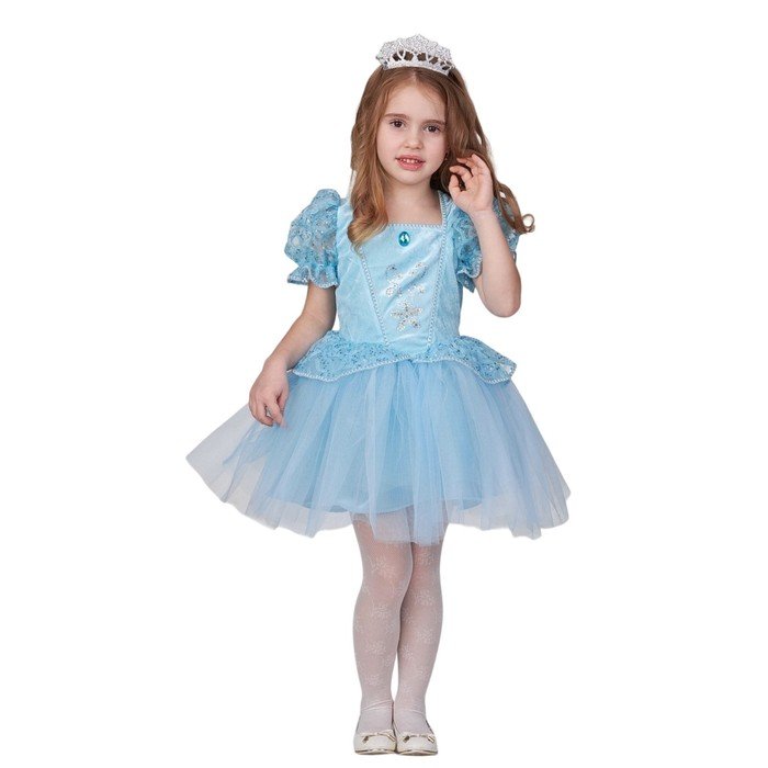 Карнавальный костюм ""Принцесса-малышка" голубая, платье, диадема, р.104-52