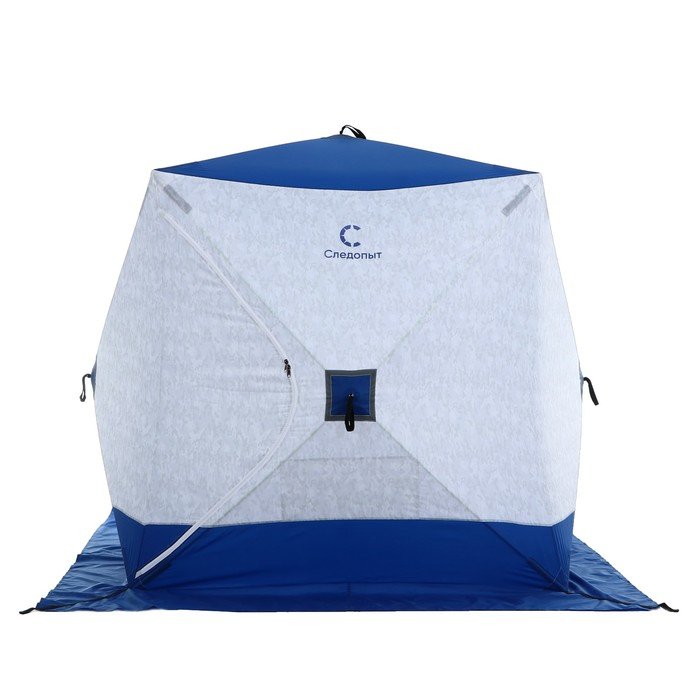 Палатка зимняя куб СЛЕДОПЫТ 1,8 х1,8 м, ткань Oxford, цвет сине-белый с принтом