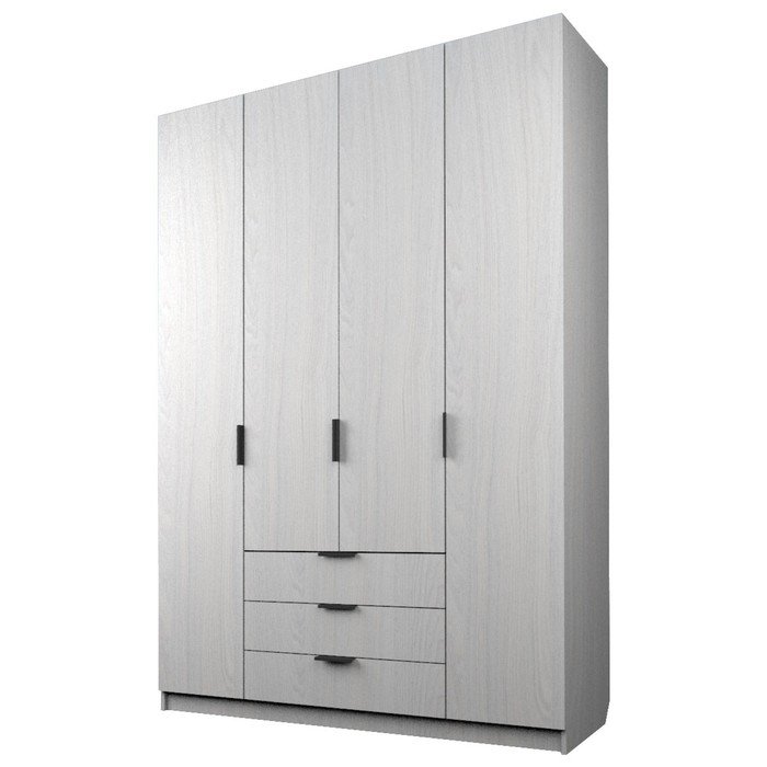 Шкаф 4-х дверный «Экон», 1600×520×2300 мм, 3 ящика, цвет ясень анкор светлый