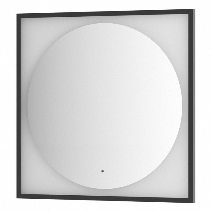 Зеркало в багетной раме с LED-подсветкой 18 Вт, 80x80 см, ИК - выключатель, тёплый белый свет, чёрна