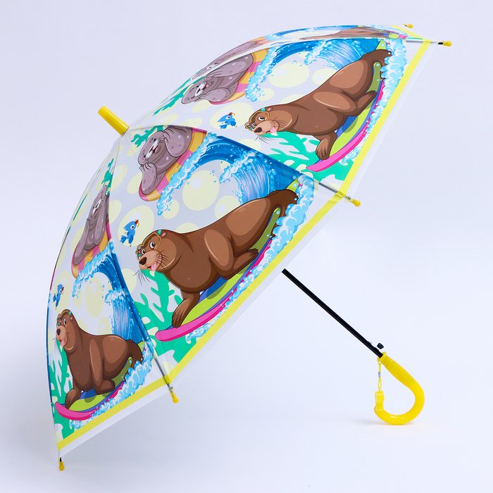 Детский зонт п/авт со свистком «Тюлень на отдыхе» d = 84 см, 8 спиц, 65 × 7 × 6 см