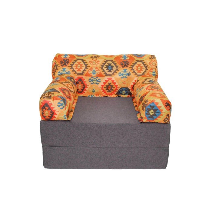 Бескаркасное кресло-кровать-пуф «Вики», размер 100x100x75 см, рогожка, велюр