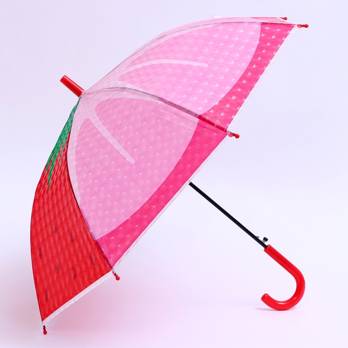 Детский зонт п/авт «Ягодный принт Клубника» d = 84 см, R = 42 см, 8 спиц, 68 × 10 × 8 см
