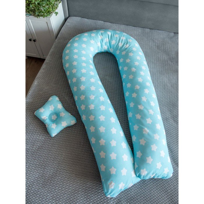Подушка для беременных «U Комфорт» и подушка для младенцев «Малютка», принт пряники бирюза