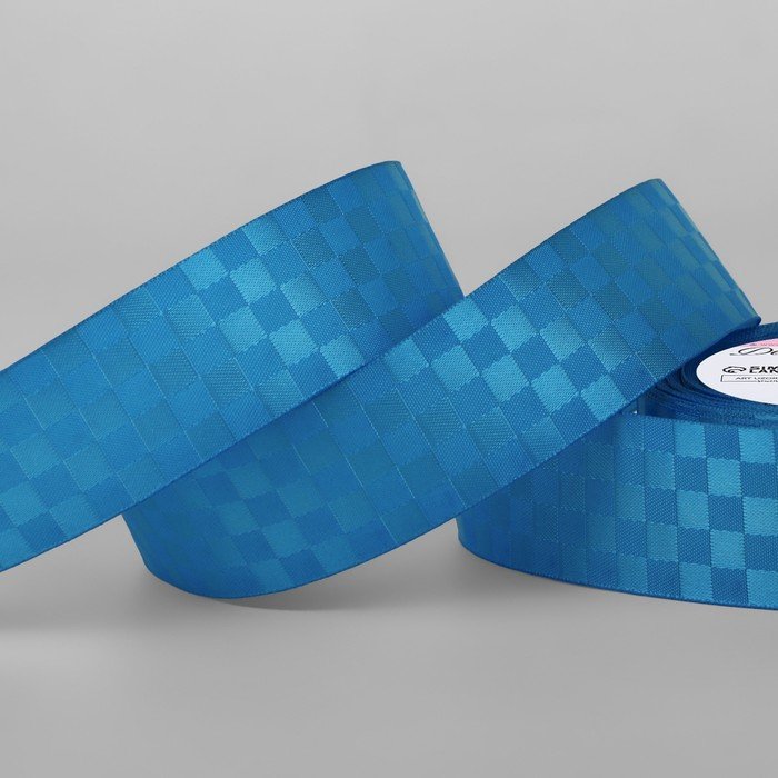 Лента декоративная «Квадраты», 25 мм × 9,1 ± 0,5 м, цвет ярко-голубой