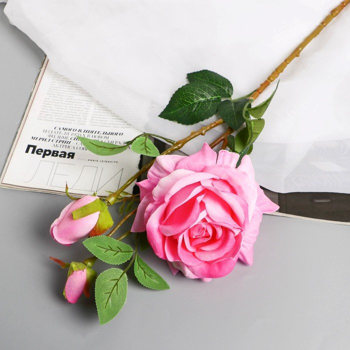 Цветы искусственные "Роза Вхите" 66 см, розовый