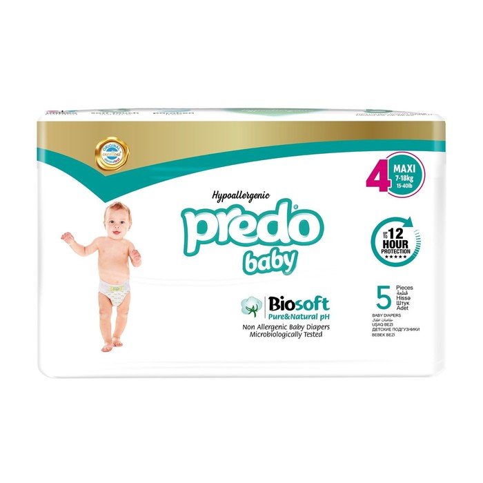 Подгузники Predo Baby Biosoft Hypoallergenic Maxi Size, размер 4, 7-18 кг, 5 шт