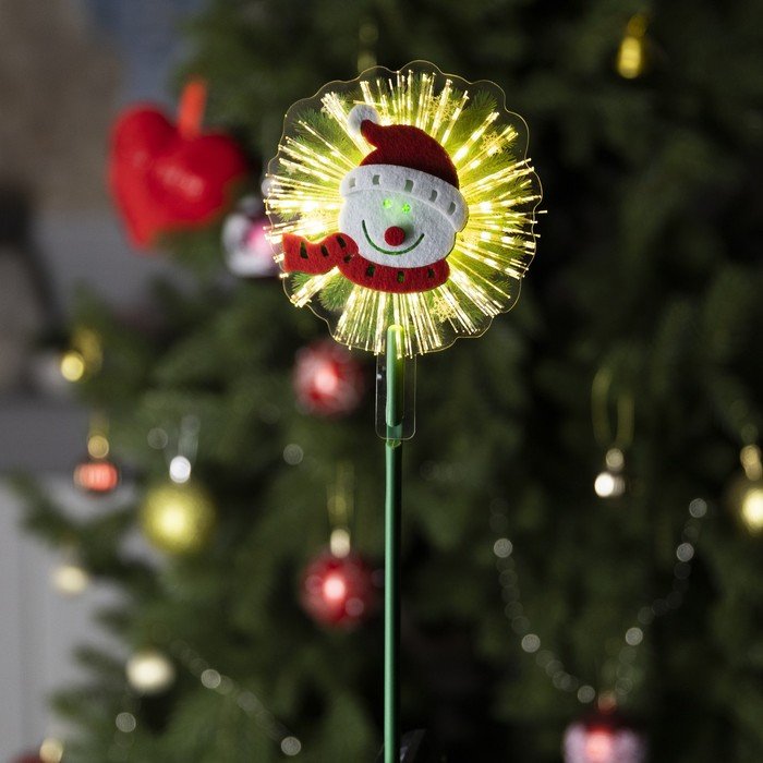 Светодиодная игрушка на палочке «Снеговик» 6.5 × 27 × 4 см, батарейки LR44х3, свечение тёплое белое