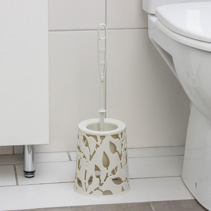 Ёршик для туалета «Флора», 14×41×41 см, цвет белый