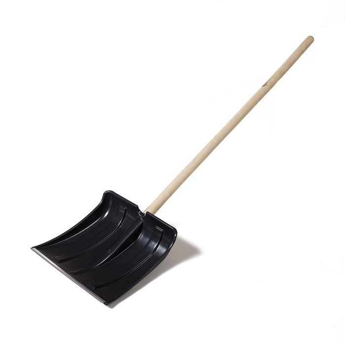 Лопата пластиковая, ковш 380 × 360 мм, с металлической планкой, с ручкой, «Снеговик»