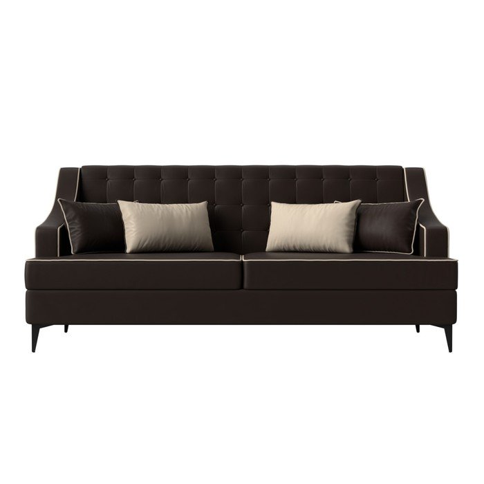 Прямой диван «Марк», экокожа, цвет коричневый / бежевый