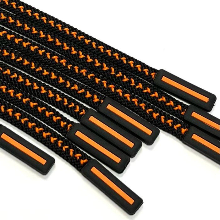 Шнур круглый с силиконовым наконечником, цвет чёрный, оранжевый