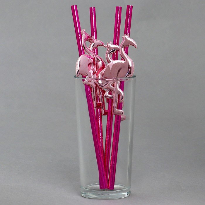 Трубочки для коктейля «Фламинго», в наборе 4 шт.