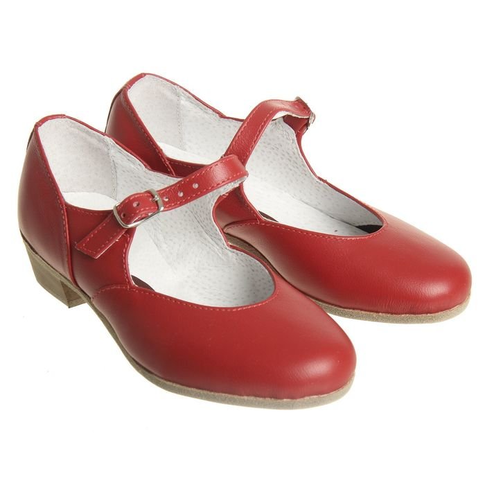 Туфли народные женские, длина по стельке 22 см, цвет красный