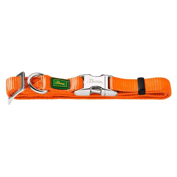 Ошейник нейлоновый для собак Hunter ALU-Strong M, 40-55 см, с металлической застежкой, оранжевый   1