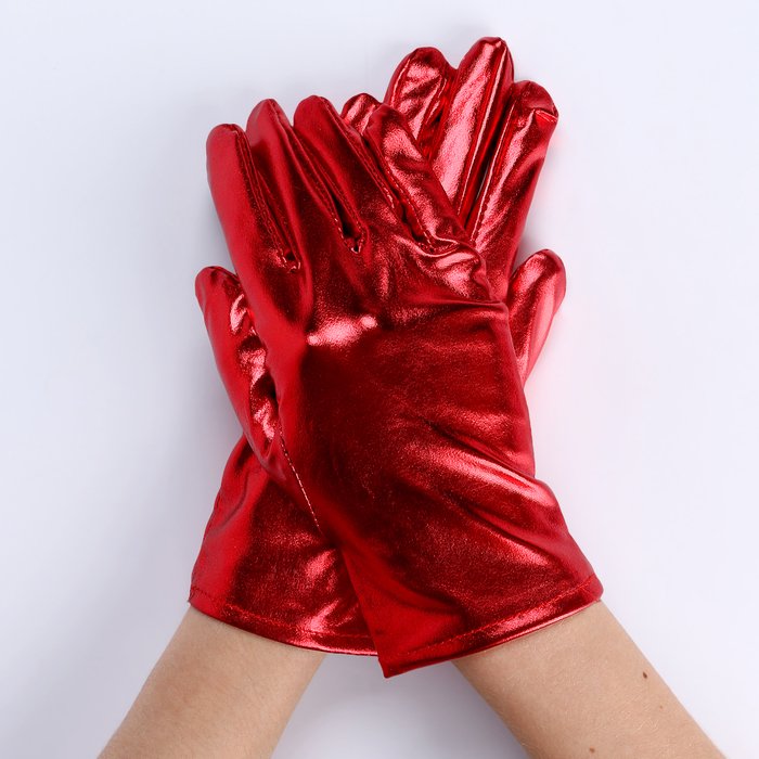 Карнавальнеый аксессуар- перчатки , цвет красный металлик,искусственная кожа
