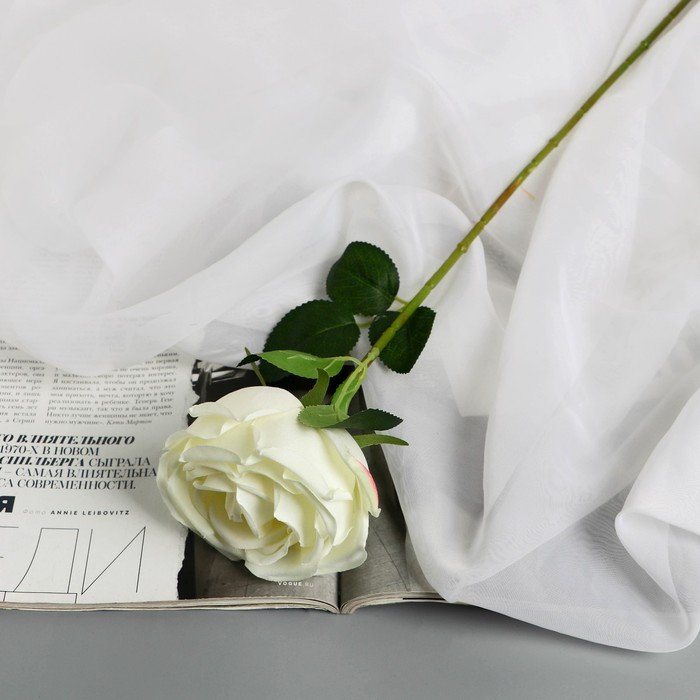 Цветы искусственные "Роза Вивальди" d-7 50 см, белый