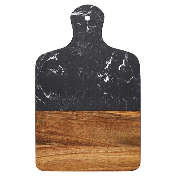 Доска сервировочная Liberty Jones Marm, чёрный мрамор/акация, 21.5х33.5 см
