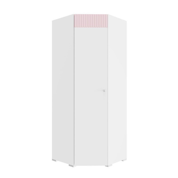 Шкаф угловой «Алиса», 771х771х2020 мм, левый, цвет белый / розовый