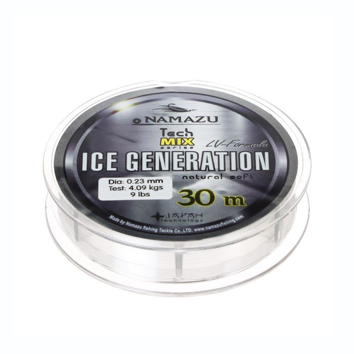 Леска Namazu Ice Generation, диаметр 0.23 мм, тест 4.09 кг, 30 м, прозрачная