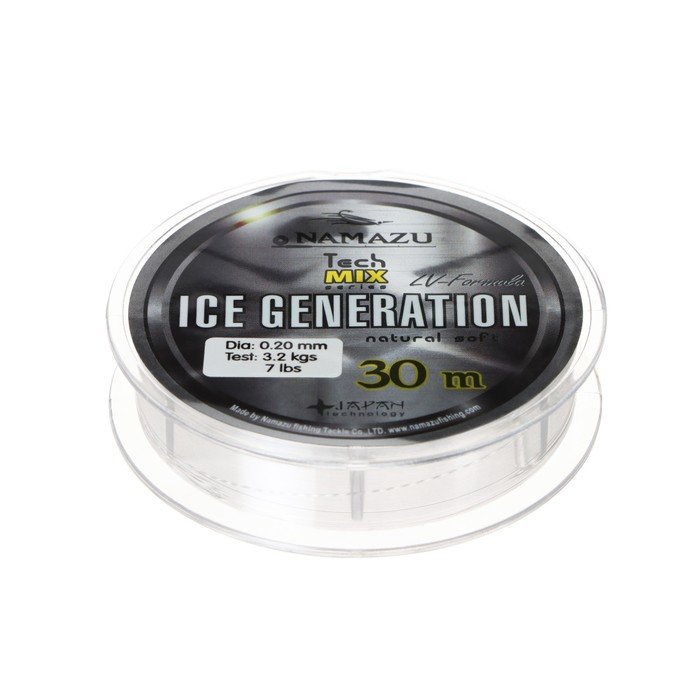 Леска Namazu Ice Generation, диаметр 0.20 мм, тест 3.20 кг, 30 м, прозрачная