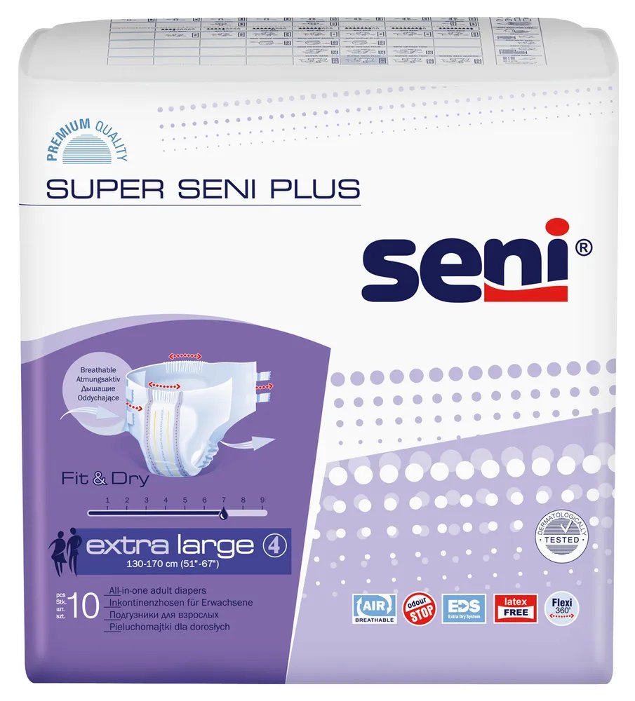 Подгузники для взрослых Super Seni plus extra large по 10 шт. (130-170 см)