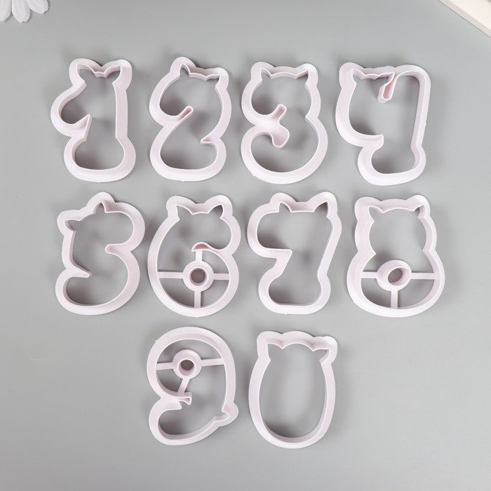 Каттеры для полимерной глины "Цифры с рожками" набор 10 шт