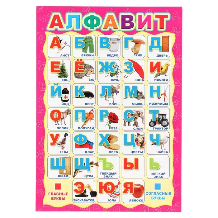 Плакат "Алфавит" в упаковке с европодвесом, А4
