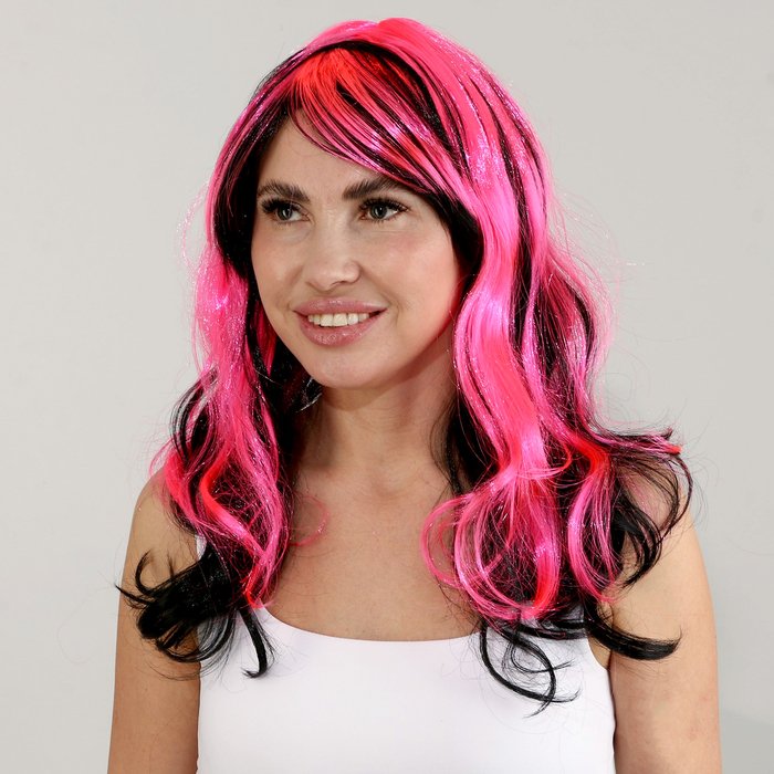 Карнавальный парик "Хвостики", цвет чёрно-розовый
