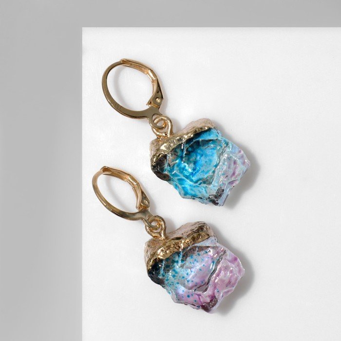 Серьги "Камни" градиент, цвет сине-фиолетовый в золоте
