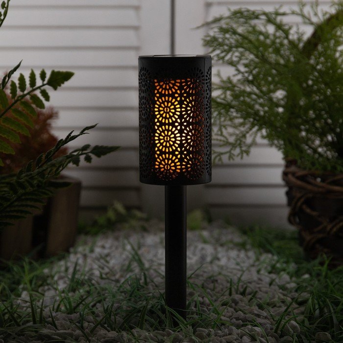 Садовый светильник «Старт» «Марокко» на солнечной батарее, 6.5 × 39 × 6.5 см, эффект пламени