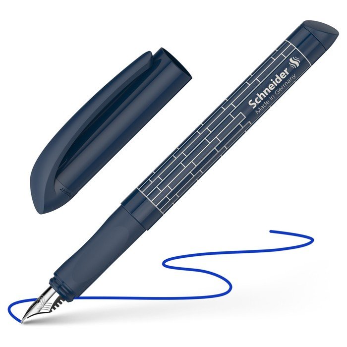 Ручка перьевая Schneider "Easy navy" синяя, 1 картридж, грип, тёмно-синий корпус